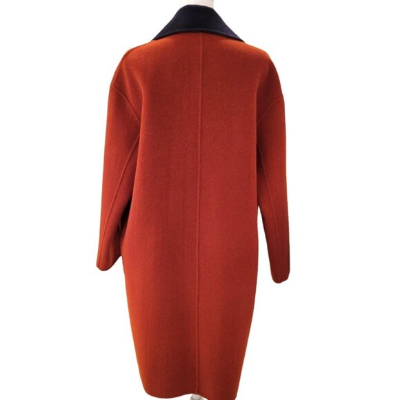 NAERSI Wool Coat | Soft Unstructured Comfort | Color-Block Rust & Navy - Picture 2 of 15